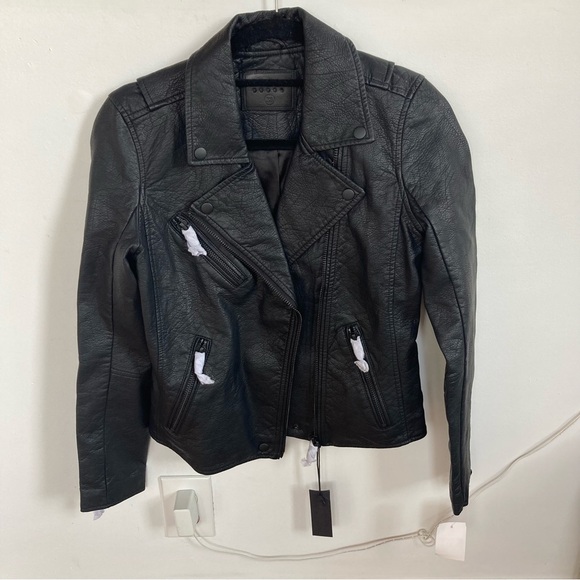 Blank NYC Vegan Leatherette Motorcycle Jacket In All Black Size XS NWT - Picture 4 of 12